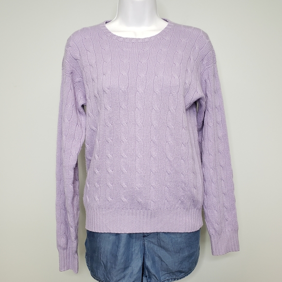 Ralph Lauren Black Label Lavender Cable Knit Cashmere Sweater Size Small - Picture 2 of 10